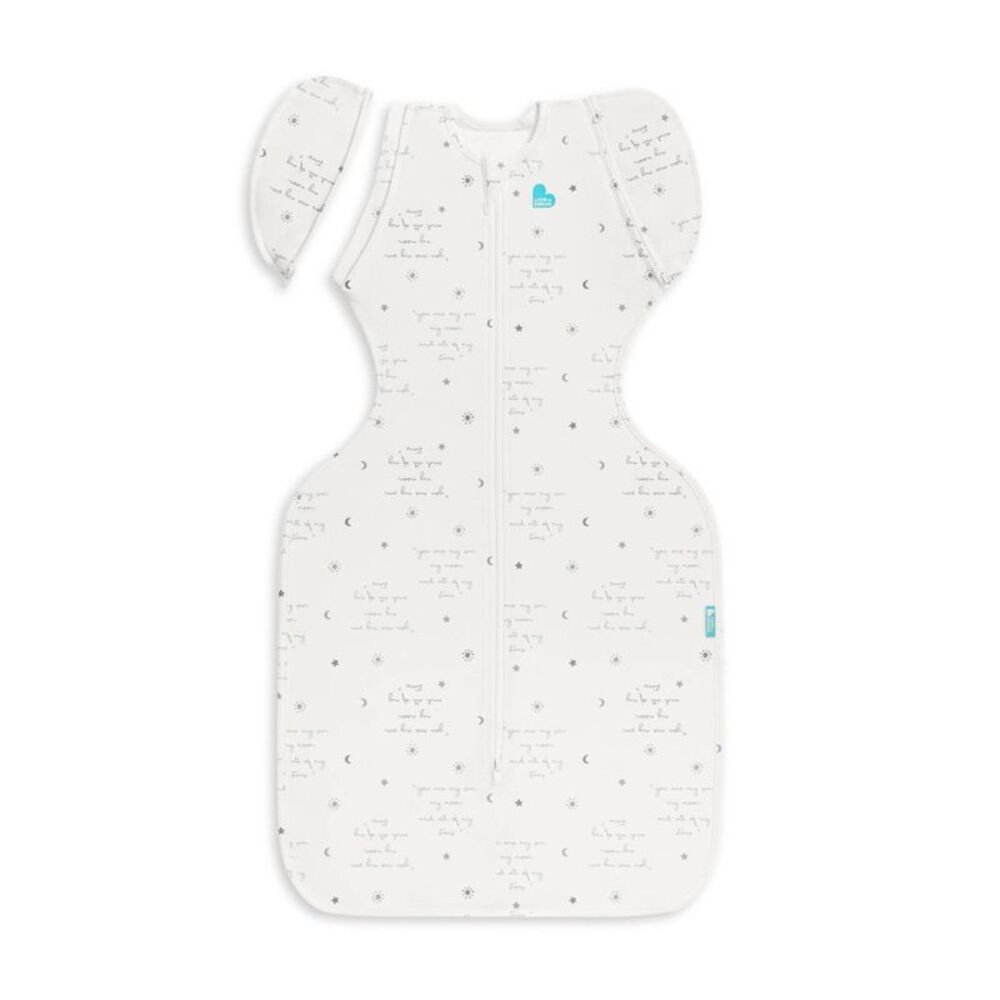 Love to dream White & Light Gray Swaddle Sleep Bag with Star and Moon Print